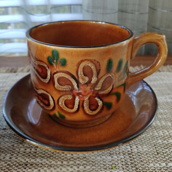 Zell am Harmersbach Large Cups and Saucers Set of 2 VTG Toscana Pottery German - Picture 3 of 12